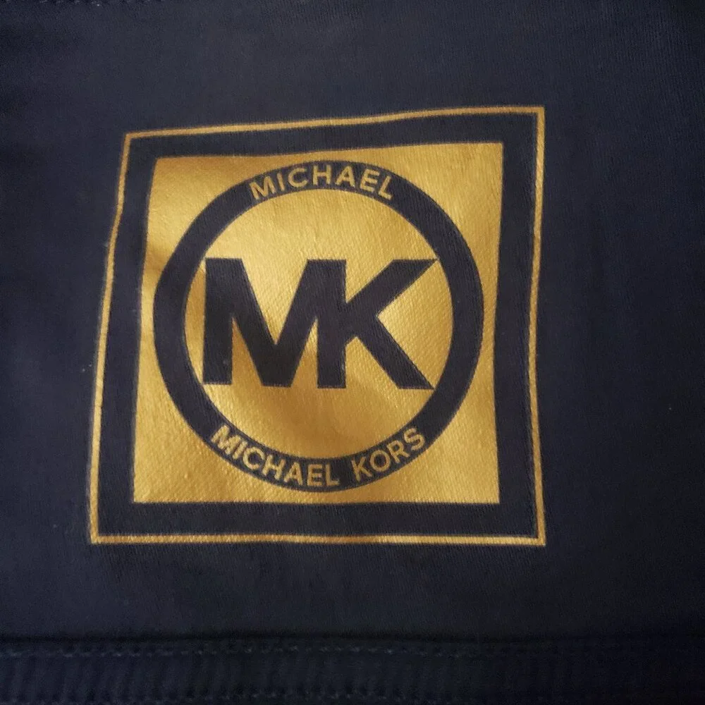 NWT Michael Kors Jacket L Navy Blue Cropped Cotton Stretch Gold Buttons